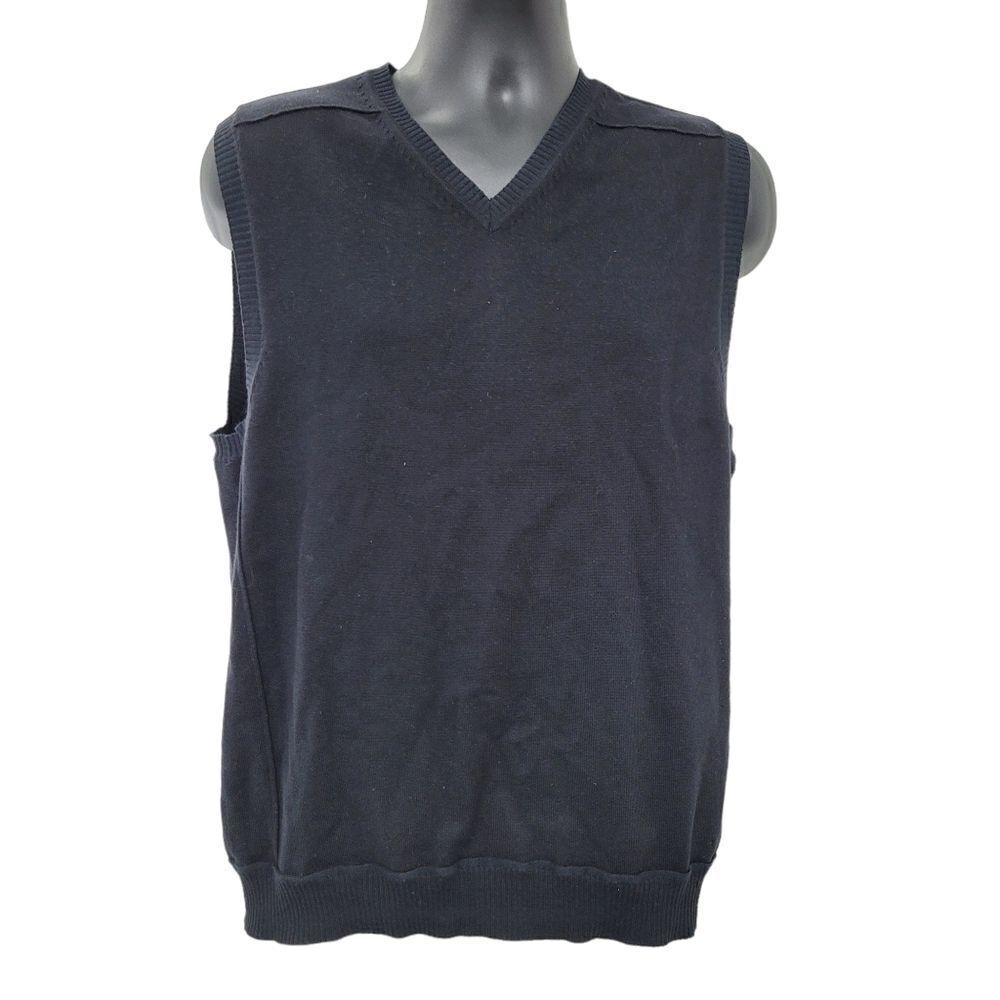 2/$20 Point Zero Black V-Neck Vest Sweater Size: Large